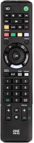 One For All Sony TV Replacement remote – Works with ALL Sony televisions (LED,LCD,Plasma) – Ideal TV replacement remote control with same functions as the original Sony remote - black – URC1912
