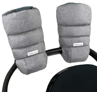 7AM Enfant Stroller Warmmuffs Gloves - Anti-Freeze Stroller Mittens for Handlebars, Water Repellent Hand Warmer Muff for Cold Weather, Plush Lined Stroller Warmmuffs | Winter Stroller Accessories