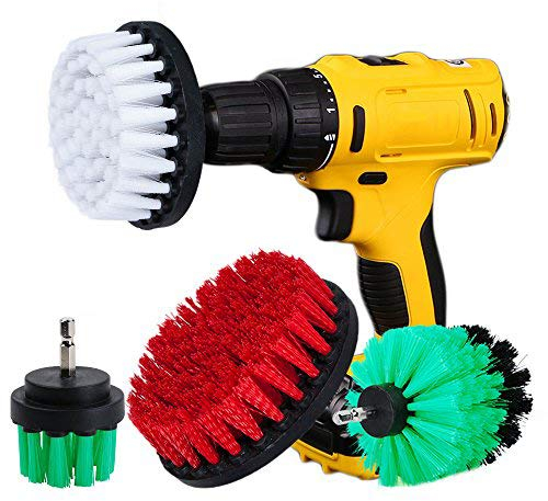 OxoxO Drill Brush - 2 3 4 5 Soft Medium Stiff Power Scrubbing Brush Drill Attachment Compatible with Cleaning Showers Tubs Tile Grout Carpet Upholstery Concrete Brick (Pack of 4)