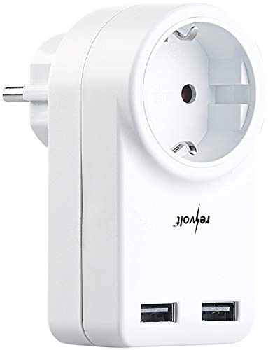 revolt 230V USB Steckdosen: Steckdose mit 360° drehbarem Doppel-USB-Netzteil, 3,4 A / 17 Watt (USB-Ladegeräte 2in1 Steckdosen, USB-Kabel-Steckdosen, Steckdosenleiste)