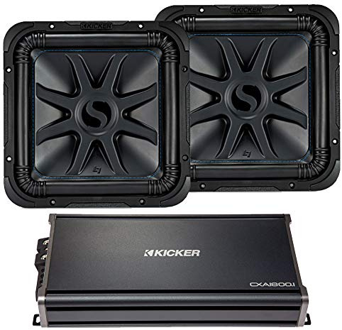 KICKER 44L7S152 Car Audio Solobaric 15 Square L7 Dual 2 Ohm Sub, Refurbished, 43CXA18001 Mono CX Series Class D 1800-Watt Car Audio Sub Amp