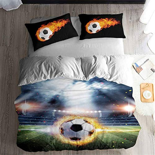 Coupe du Monde Club Football Literie Set - Ensemble de 3/4 pièces Literie Set (Housse de Couette + 2 taies d'oreiller + Le Drap) Doux/La santé/Pas d'allergie (A,Super King-3PCS-220×260cm)