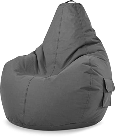 Green Bean Sitzsack mit Rückenlehne 80x70x90cm - Gaming Chair mit 230L Füllung Kuschelig Weich Waschbar - Bean Bag Bodenkissen Lounge Chair Sitzhocker Relax-Sessel Gamer Gamingstuhl Grau