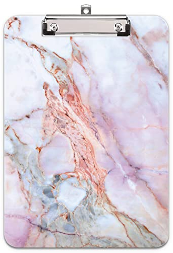 Hnogri porte bloc a4 avec pince, Plastique dur, Clipboard A4 dessin de mode, Planchettes à pince et porte-formulaires, 32CM x22CM, Marbre de crack