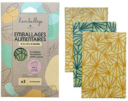 L’Embeillage®, Le Bee Wrap français - Emballage Alimentaire réutilisable - Fabriqué en France, Bio et 100% Naturel en Cire d’Abeille (Varié, M (3 moyens))