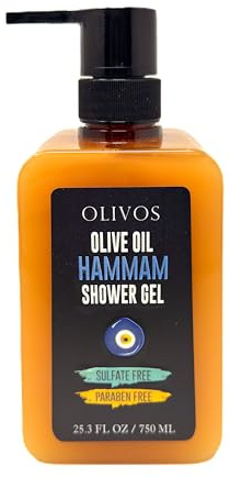 OLIVOS Olive oil Hammam Shower gel | 100% Natives Olivenöl Extra, Vegan, Ohne Parabene und Sulfate, Intensive Feuchtigkeitspflege, Natürliche Hautpflege