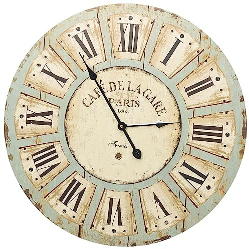 vidaXL Wanduhr Vintage-Charme Wohnzimmeruhr Bürouhr Analoguhr Wand Uhr Dekouhr Küchenuhr Wohnzimmer Wandtattoo Rund Mehrfarbig 60cm MDF