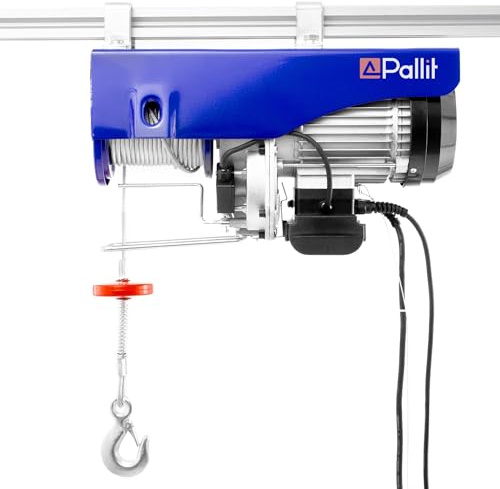 Pallit Seilwinde Elektrisch 230v Tragkraft 500 kg/12 m | 1000 kg/6 m (Einzel-/Doppelhaken) inkl. Kabelfernbedieung mit 5 m Kabellänge HOISTEXT Seilzug Seilhebezug Kettenzug Flaschenzug