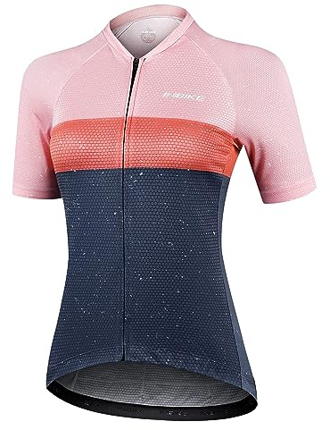 INBIKE cykeltröja andningsbara cykelkläder för kvinnor cykeltröja sommar damer cykling topp snabbtorkande sport fitness jogging cykling MTB cykel t-shirt rosa, Rosa