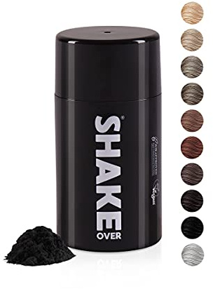 SHAKE OVER Veganes Streuhaar zur Haarverdichtung, Zink angereicherte Fasern | Schütthaar für Frauen und Männer, 12g, Black, vegane Zink-Fasern, hochwertiges Schütthaar, Made in Europe