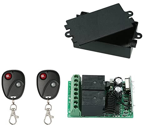 Transmisor de interruptor de control remoto de 12 V, receptor de apertura de puerta de garaje, interruptor de puerta de control remoto (4 mandos a distancia)