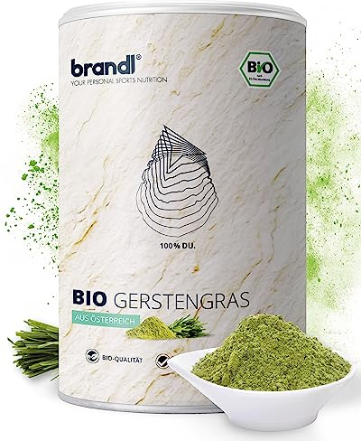 Gerstengras-Pulver BIO in Rohkost-Qualität aus Bayern und abgefüllt in Deutschland | Optimal für Sportler by brandl® | 500g Bio Gerstengras