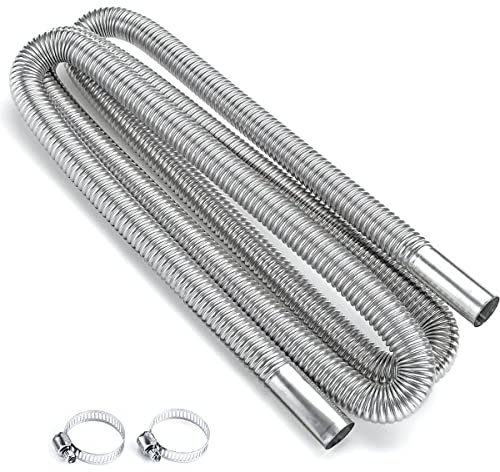 QISF Stainless Steel Exhaust Pipe | 300cm Car Parking Heater | D: 2.5cm Heater Hoses with 2 Clips | Flexible Tail Pipe Diesel Gas Vent Gas Exhaust Hose for Auto | Also Fit for Kitchen Drain
