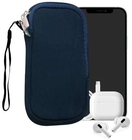 kwmobile Handytasche für Smartphones M - 5,5 - Neopren Handy Hülle Marineblau - Handy Tasche 15,2 x 8,3 cm Innenmaße