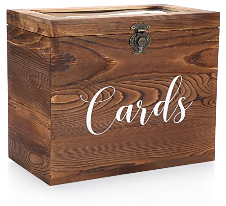SUMNACON Vintage 30CM Holz Kartenbox mit Deckel Schloss Hochzeit Kartenbox-Box für Jubiläum Weichnachten Hochzeit Geburtstag Baby-Shower Party Geschenkkarten Briefbox Geschenk Dekoration(Braun,Gross)