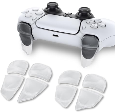 PlayVital BLADE 2 Pairs Shoulder Buttons Extension Triggers for ps5 Controller, Game Improvement Adjusters for PS Portal Remote Player, Bumper Trigger Extenders for ps5 Edge - Semi-Transparent Clear