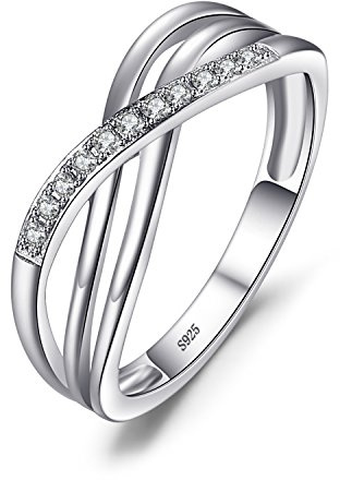 JewelryPalace Infinity Wickelring Verlobungsring Unendlichkeit Promise Eheringe Ring Silber 925 Damen, Zirkonia Silberringe Trauringe Hochzeitsringe Antragsring Ringe, Damen Schmuck Rosegold Gold