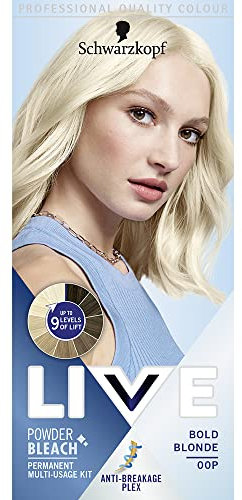 Schwarzkopf LIVE Powder Bleach Bold Blonde Permanent Hair Colour 00P, Long Lasting Blonde Hair Bleach for up to 9 Levels of Lift, Blonde Bleach for Eye Catching Results