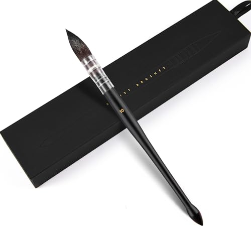 Aquarellpinsel Professionelle Eichhörnchenhaar Malpinsel Holzgriff Runde Spitze Künstlerpinsel Künstler Mopp für Acryl Tinten Gouache Tempera Bastelfarben (#10)