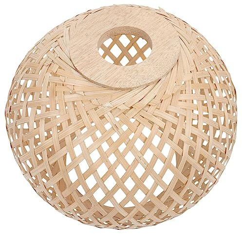 OSALADI -Lampenschutz Handgewebter Vintage-Lampenschirm Runder Lampenkäfig Rustikale Rattan-Pendelleuchte Abdeckung Bauernhaus- Für Zuhause Küche Esszimmer Schlafzimmer