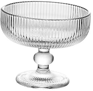Folpus Ice Cream Cups - Clear Glass Footed Trifle Bowls for Fruit and Dessert