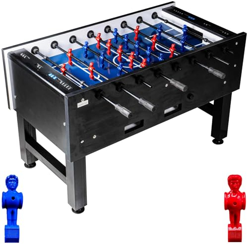 RAMROXX Fußball Tischkicker Turnier Fireball blaues Spielfeld Figuren Blau Rot 95kg