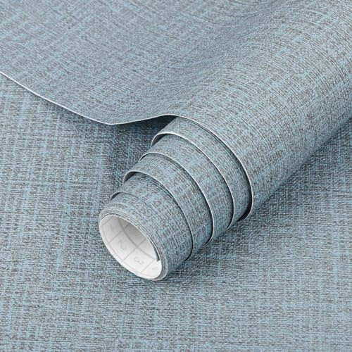 Arthome Peel and Stick Papier Peint,Gaufré Papier Adhesif pour Meuble,Vinyle Texturé Autocollant Décoratif Film pour Meuble,Comptoirs,Armoires,Amovible pour Revêtement,Bleu Texturé,40cmx10m