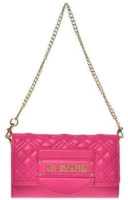 Love Moschino Bolso mini bolsa asa cadena dorada acolchado fucsia, fucsia, 21x12x8cm