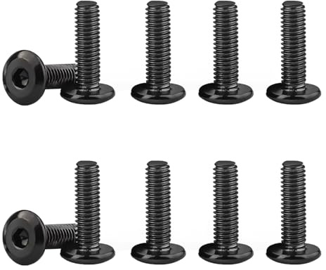 Hpamba 10PCS M8x50mm Linsenkopfschrauben Mit Flansch Und Innensechskant Flachkopf-Innensechskantschraube 304 Edelstahl Oxid Halbrundkopfschrauben Vollgewinde Aus Geschwärztem Kohlenstoffstahl