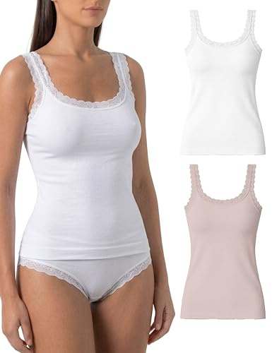 Risalti Camiseta Tirantes Mujer Interior de Microfibra 3 Pzs - Camiseta Mujer Sin Manga Elegante, Top más Suave Que el Algodon, Camisetas Sin Costura y Etiquetas - Made in Italy
