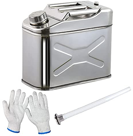 DLAZUM 10L tragbarer 304-Edelstahlkanister, rostfreier Metall-Kraftstoffkanister, Benzin-Diesel-Ersatzbenzintank-Transportaufbewahrung,10L