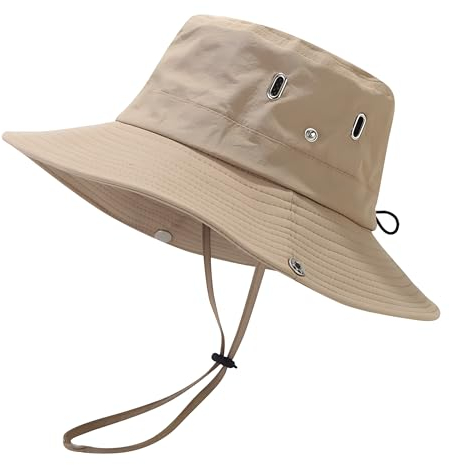 SHSHbuy Outdoor Sonnenhut Breite Krempe Herren,UV Schutz Breiter Krempe Sonnenschutz Wanderhut Faltbar,Boonie Hat Gartenhut Buschhut Fischerhut Anglerhut 55–60 cm