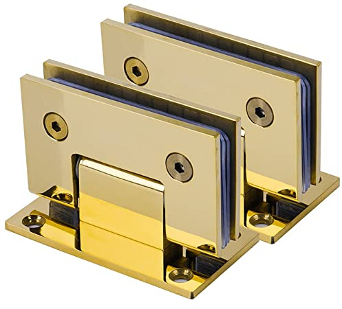 Scharniere für Glastüren im Badezimmer Glastürscharnierklemme, 2er-Pack Glastürscharniere aus Edelstahl 304, helles Titan, einseitige 90°-Glasklemme for Badezimmer, 8–12 mm rahmenlose Duschtürscharnie