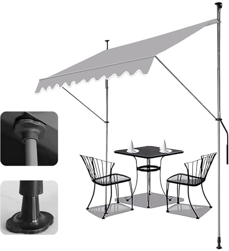 LLZJDDPLY Klemmmarkise Höhenverstellbar Balkon Markise mit Handkurbel UV-beständig & Wetterfest Breite Sonnenschutzrollo Außen Terrase Seitenwand ohne Bohren(Color:Gray,Size:350x180cm/137x70.8in)