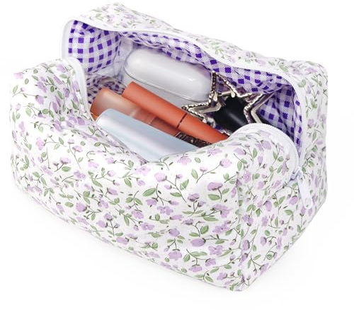 Kosmetiktasche Kulturtasche Make up Tasche Reise Waschtasche Cord Make up Organizer Waschbeutel Klein Kulturbeutel Schminktasche Multifunktionaler Kosmetikbeutel Set für Damen Mädchen Lila