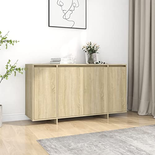 Modernes Sideboard Eiche 135x41x75cm Holzwerkstoff Wohnzimmerschrank mit Buffet und Beistellschrank Stilvolle Küche Esszimmer und Flur Möbel Hochwertiges Design für Wohnkultur 809596