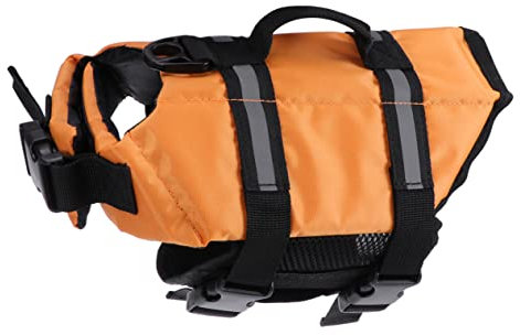 BESPORTBLE Atmungsaktive Schnellverschließbare Schwimmweste Für Kleine Hunde s in Orange Mit Griff Und D-Ring Zur Leinenbefestigung Reflektierend Und Schweißabsorbierend Für Sicheres Schwimme