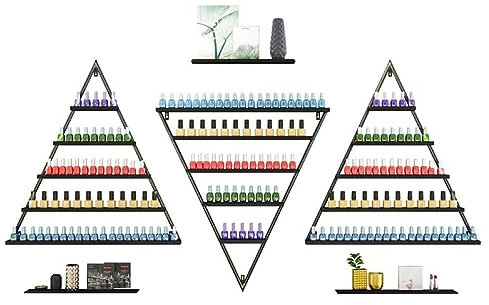 ZTZBFGM Schwarz,6 Piece Set, Wandmontierte Metallnagellack-Displayschrank, 5-Layer-Nagel-Nagel-Nagellackregal, Dreieckige Kosmetische Flaschenlagerbox Für Einzelhandelsgeschäfte
