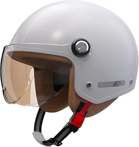 Vintage 3/4 Jethelm Für Erwachsene Herren Damen Motorrad Modularer Halbhelm Sommer Scooter Leichter Moped ATV Straßenhelm ECE-Geprüfter Motorrad Jet Pilot Crash Halbhelm F,L/(57~58cm)