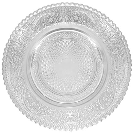 Platos llanos de cristal, vajilla de cristal, platos transparentes vintage de vidrio transparente en relieve, platos de postre de platos laterales, bandeja de frutas para postres, frutas, ensaladas y
