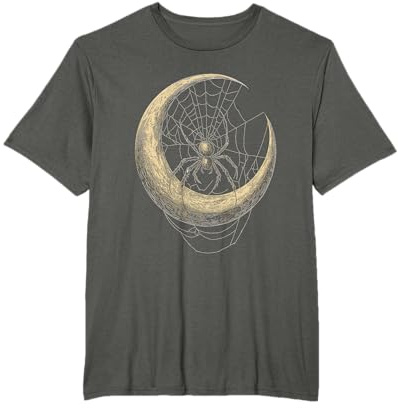 Spinne mit Netz am Halbmond - Gothic T-Shirt