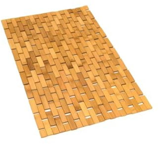 Natural Eco Friendly Foldable Bamboo Bath Mat, Multipurpose Wooden BathMat with Anti Slip Rubber Feet Waterproof for Bathtub Sauna Spa Indoor or Outdoor kitchen Bedroom Bathroom Accessories 60 * 40cm