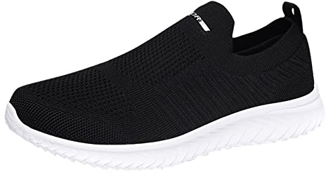 Generisch Scarpe da ginnastica da uomo, suola piatta, sneaker da uomo, senza lacci, scarpe sportive in rete, scarpe estive ariose, scarpe da corsa, antiscivolo, per il tempo libero, leggere, bianco,