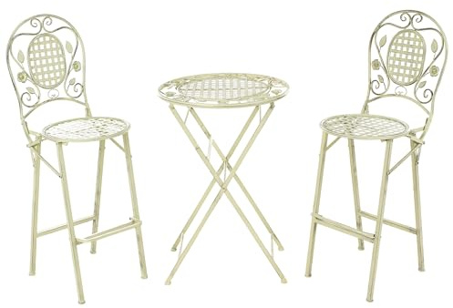 Gartenmöbel Bartisch Set Metall grün Antik-Optik klappbar romantisch Bivio