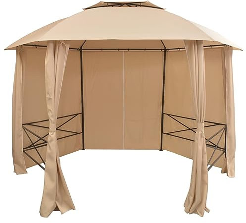 Xichuzi Gartenpavillon, Faltpavillon, Pergola, Partyzelt, Standmarkise, Garten Pavillion, Sonnenzelt, Grillpavillon, mit Vorhängen Hexagonal 360x265 cm
