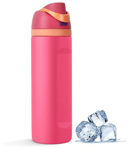 Thermosflasche mit Strohhalm,710ml Trinkflasche Edelstahl mit 2-in-1 Deckel
