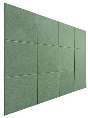 BESTORI Große Filz Pinnwand Selbstklebend 12 Stück 30 x 30 cm, Filzboard Memotafeln Memo Boards für Büro, Wohnzimmer, Schlafzimmer, Wand Grün
