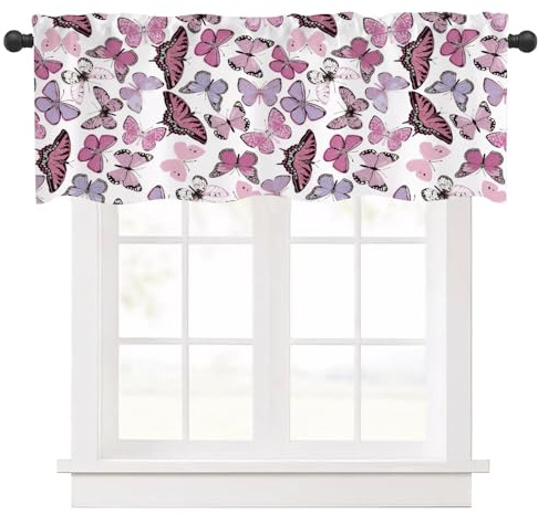 Ausing Tenda moderna Breve Floreale Semi-Trasparente per Cucina Sala da Pranzo Bagno Piccole Finestre