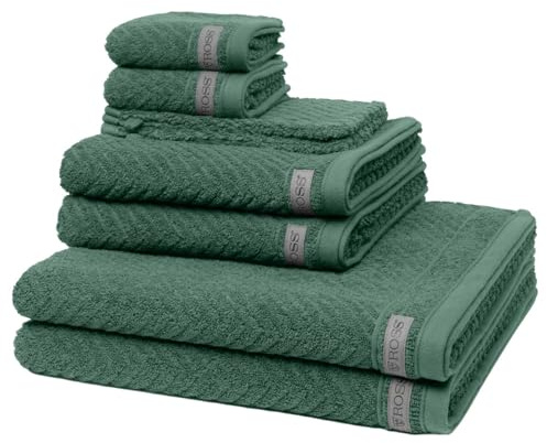 Ross - 8 teiliges Frottier-Set - Smart (2 X Wasch- 2 X Gäste- 2 X Dusch- 2 X Handtuch im Set) - 520 g/m2 - Baumwolle - Frottee - saugstark - weich und flauschig - Kiefer