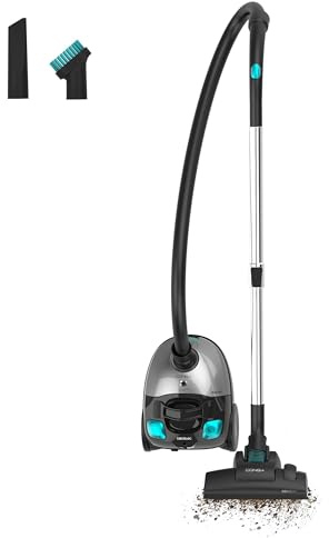Cecotec Aspirateur Traîneau avec Sac 2L Conga Powerbag 2000 Compact Plus. 800W, Filtration Haute Efficacité, Tube Télescopique Métallique, Inclut Accessoires pour Meubles et Coins
